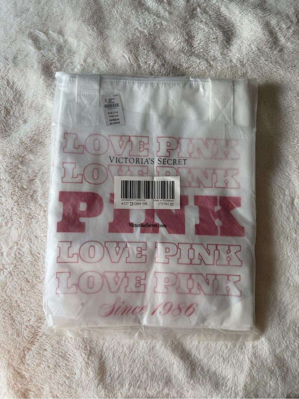 PINK Victoria's Secret White Tote with Pink Logo